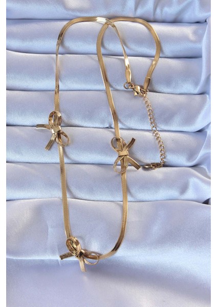 316L Çelik Altın Renk Italyan Zincirli Fiyonk Kolye - TJ-BKO9259 fiyatları