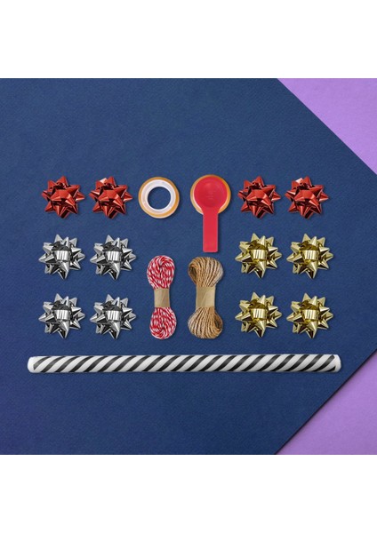 Siyah Verev Beyaz Ambalaj Kağıdı Seti | 10 Rulo Kağıt (70X100 Cm)-12 RAFYA-20M Ip-Bant ve Makinesi fırsatları