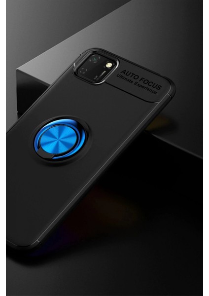 Huawei Y5P Kılıf Range Yüzüklü Silikon - Siyah-Mavi (K95) fiyatları