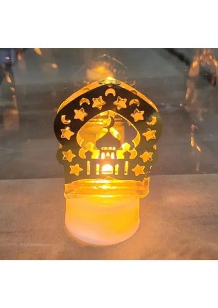 12'li Ramazan Ayaklı LED Işık (Gold, Minare Motifli)
