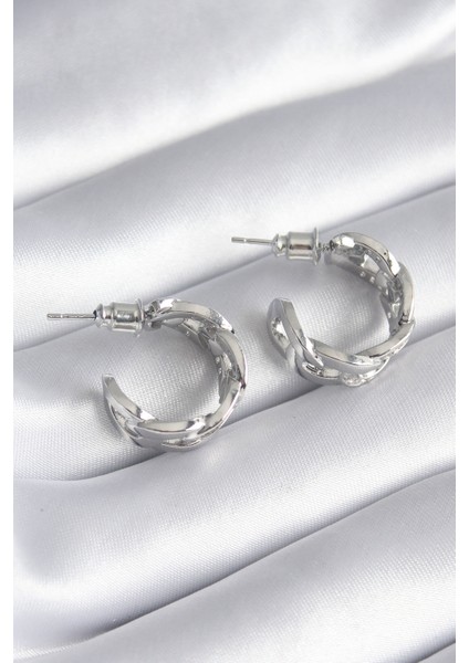 Pirinç Gümüş Renk Zirkon Taşlı Zincir Model Kadın Küpe - TJ-BKP8451 fiyatları