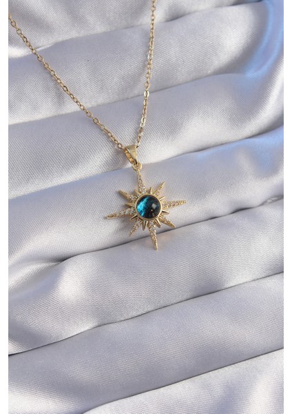 316L Çelik Zincir Gold Renk Zirkon Taşlı Kutup Yıldızı Figürlü Gezegen Kolye - TJ-BKO8790