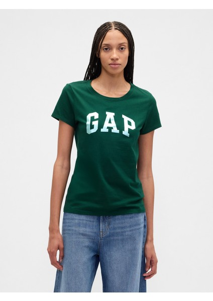 Kadın Koyu Yeşil Gap Logo T-Shirt