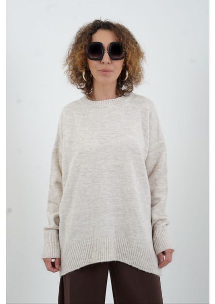 Bej Melanj Best Bisiklet Yaka Kazak modelleri