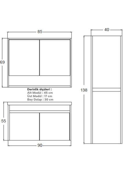 Cool Banyo Dolabı 90 cm (Boy Dolabı Dahil Değildir.) fırsatları
