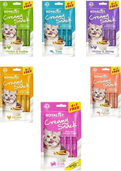 Creamy Snack –kedi Ödülü 5 + Yengeçli (Skin & Coat Care)