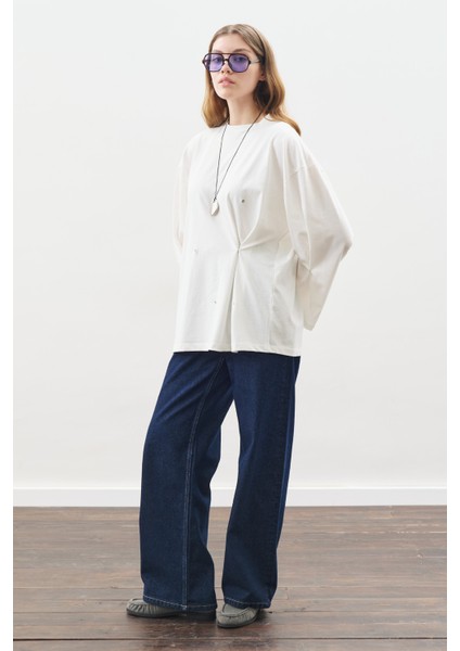 Çıtçıt Ayarlamalı Tshırt Ekru modelleri