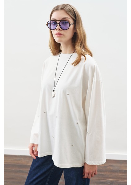 Çıtçıt Ayarlamalı Tshırt Ekru fırsatları