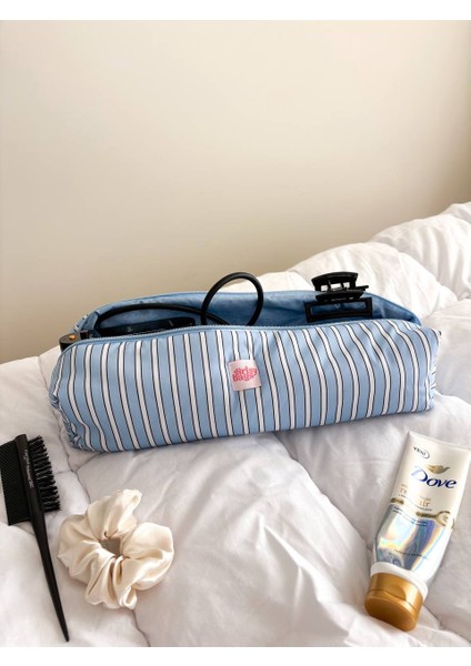 Mavi Çizgili Saç Maşa Düzleştirici Çantası Airwrap Airstrait Için Elyaf Dolgulu Seyahat Çantası fırsatları