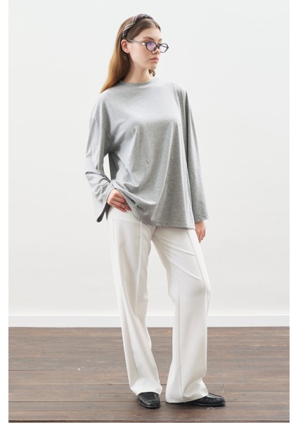 Çıtçıt Ayarlamalı Tshırt Gri Melanj fiyatları