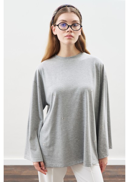 Çıtçıt Ayarlamalı Tshırt Gri Melanj modelleri