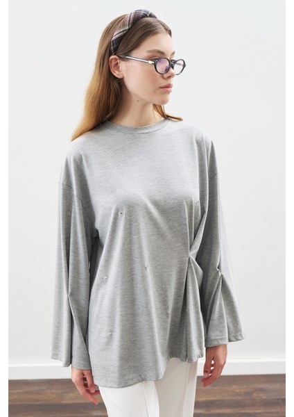 Çıtçıt Ayarlamalı Tshırt Gri Melanj fırsatları