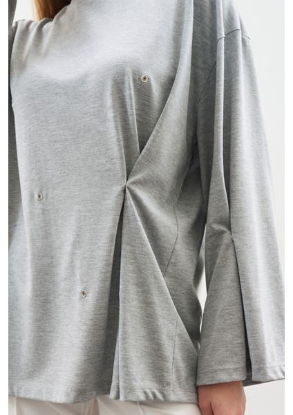 Çıtçıt Ayarlamalı Tshırt Gri Melanj indirimleri