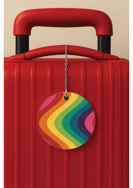 Desenli Baskılı Pleksi Zincir Aparatlı Bavul Etiketi Valiz Etiketi Egzotik