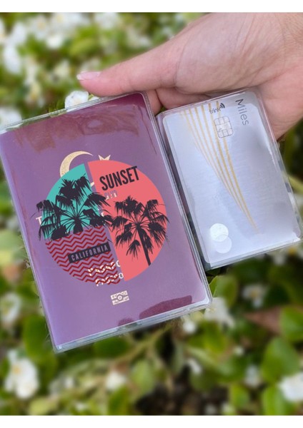 California Desenli Universal Şeffaf Pasaport Kılıfı Model Tüm Ülke Pasaportlarına Uygun