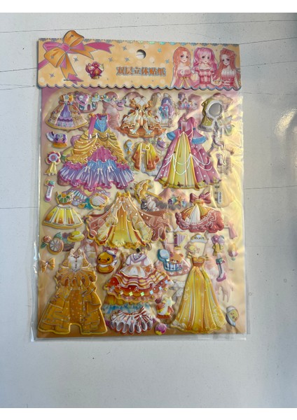 Sticker Prenses Elbise Giydirme Etkinlik Oyunu 2 Kartela Birden MODEL16