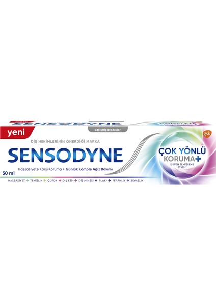 Çok Yönlü Koruma + Geliştirilmiş Beyaz Diş Macunu 50 ml 3 Adet