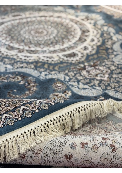 Historia 12038B Milyon Point Üst Kalite Mavi Göbekli Klasik Iran Halısı Avangard Salon Halısı Modern