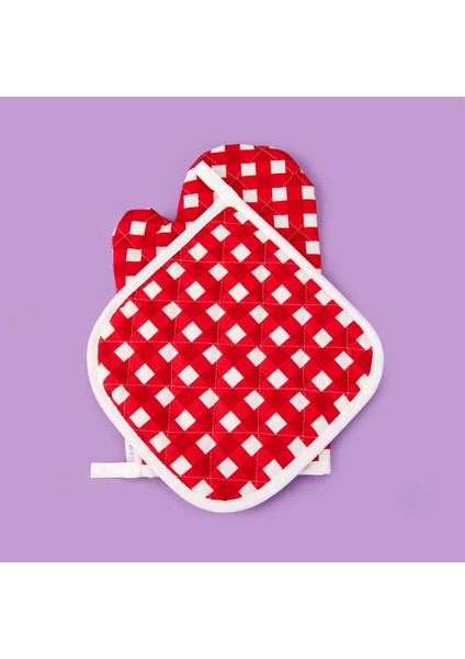Soft Nemo Fırın Eldiveni ve Tutaç - Ekru / Kırmızı - 17X28 cm + 20X20 cm fiyatları