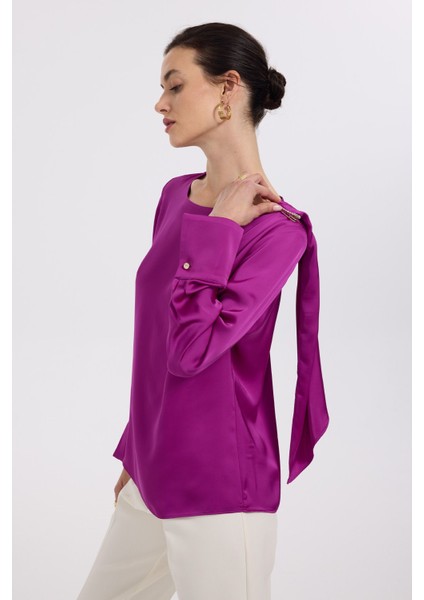 Ekol Minimalist Saten Uzun Kol Bluz - Şık ve Rahat fiyatları