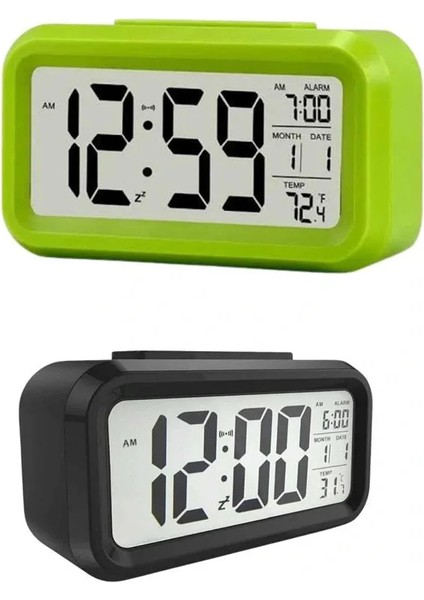 Dijital Masa Saati Termometre Takvim LED Ekran Pilli Ev Ofis Masası