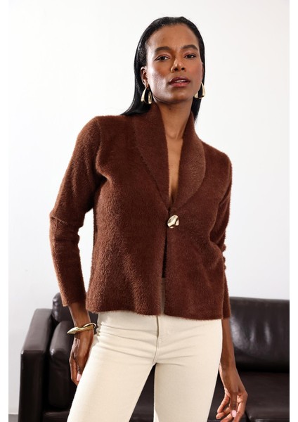 Kahverengi Gold Düğmeli Kruvaze Hırka fiyatları