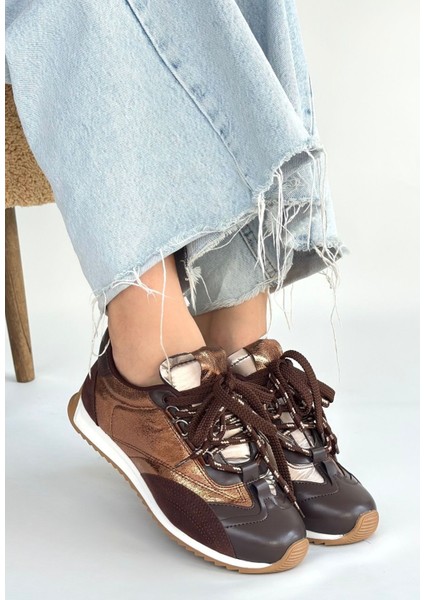 Ranu Premium Kahverengi Paraşüt Detaylı Kadın Spor Ayakkabı