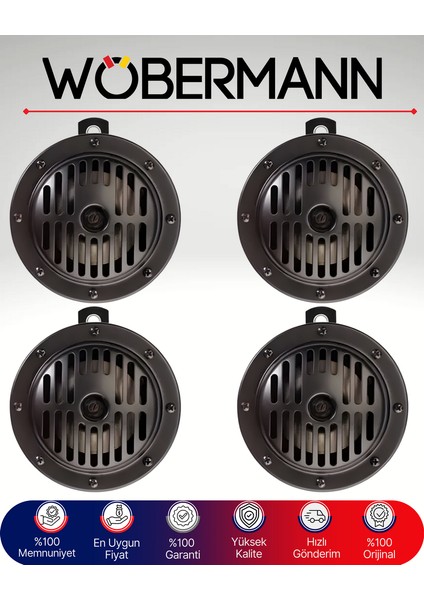 Siyah Kafesli Korna Seti (2 Takım) – Yüksek Ses Supertone 12V