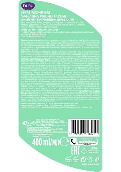 Nem Bombası Yağlanma Eğilimli Saçlar Için Arındırıcı ve Hacim Verici Şampuan 3X400 ml indirimleri