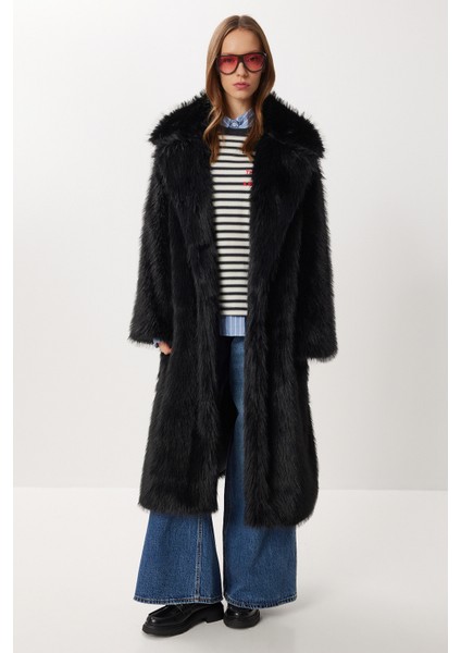 Uzun Suni Kürk Kaban LFG0169 Siyah fiyatları