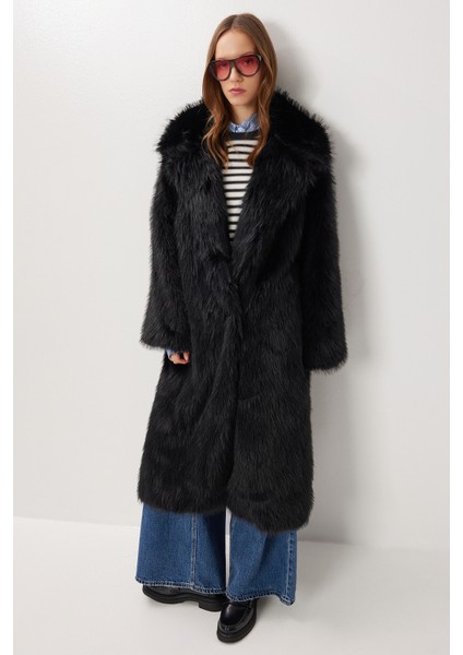 Uzun Suni Kürk Kaban LFG0169 Siyah modelleri