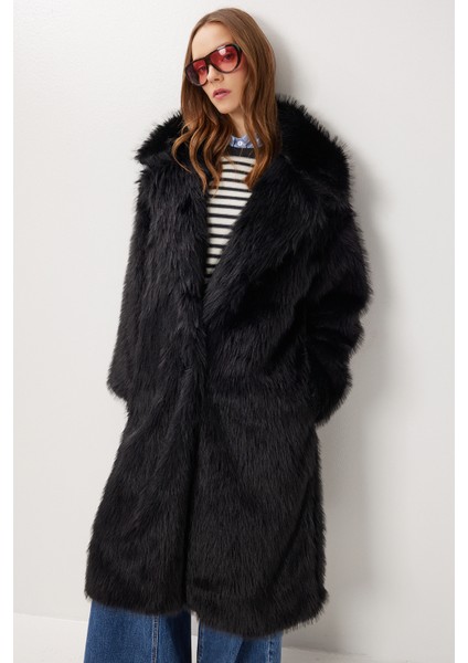 Uzun Suni Kürk Kaban LFG0169 Siyah fırsatları