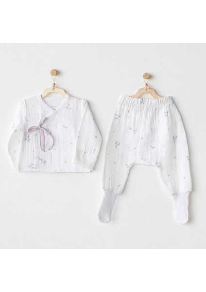 AC25584 Magical Butterfly Müslin 2li Zıbın Takım White
