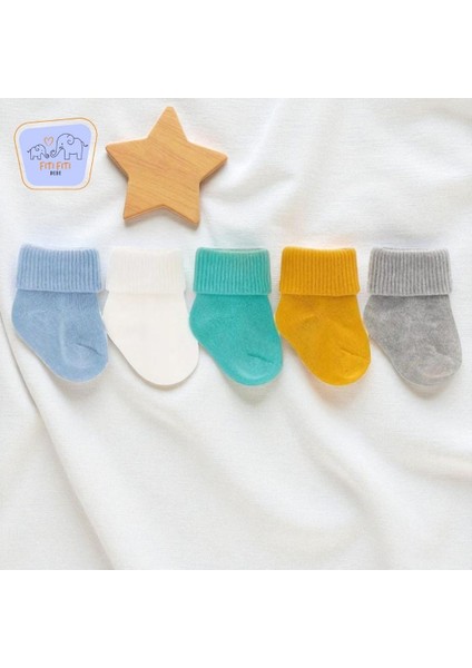Organik Pamuk Unisex 5'li Kutulu Soft Yeni Doğan Bebek Çorabı-Çocuk Çorabı