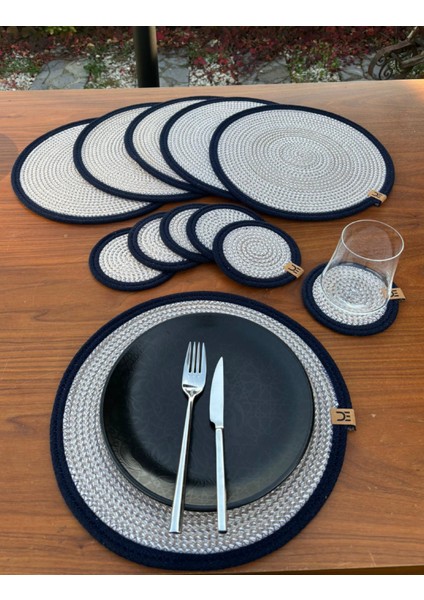 Tekstil Hasır Görünümlü 12’li Sofra Seti – Supla ve Bardak Altlığı Takımı