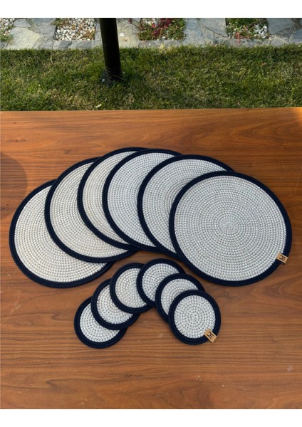 Tekstil Hasır Görünümlü 12’li Sofra Seti – Supla ve Bardak Altlığı Takımı fırsatları