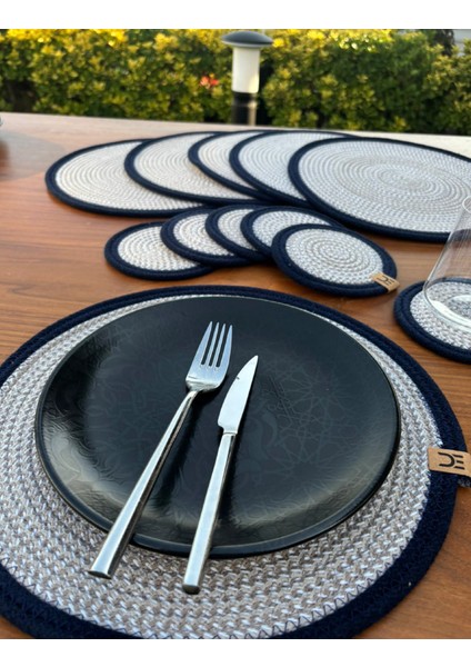 Tekstil Hasır Görünümlü 12’li Sofra Seti – Supla ve Bardak Altlığı Takımı