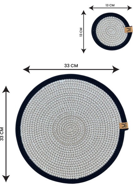 Tekstil Hasır Görünümlü 12’li Sofra Seti – Supla ve Bardak Altlığı Takımı