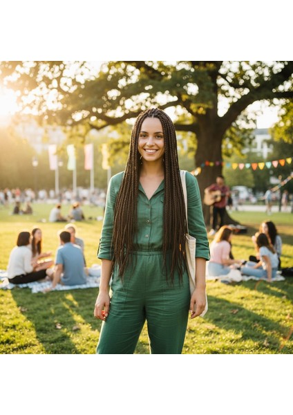 Afrika Örgüsü ve Rasta Için Sentetik Saç / Kahverengi