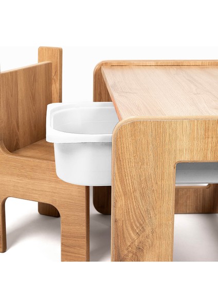 Tek Kişilik Çocuk Oyun, Aktivite ve Etkinlik Masası, Ceviz-Beyaz, 18MM 1.sınıf Mdf fiyatları