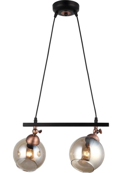 Serta 2'li Sıralı Siyah Bakır Avize