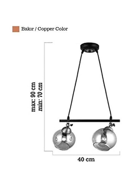 Serta 2'li Sıralı Siyah Bakır Avize modelleri