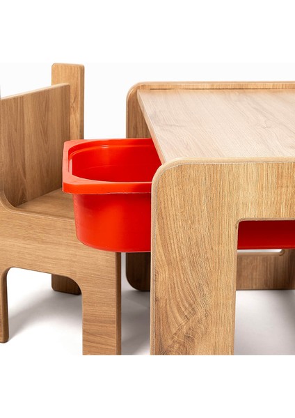 Tek Kişilik Çocuk Oyun, Aktivite ve Etkinlik Masası, Ceviz-Kırmızı, 18MM 1.sınıf Mdf fiyatları