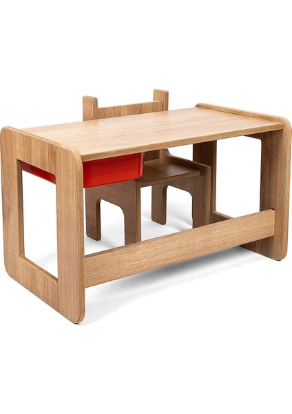 Tek Kişilik Çocuk Oyun, Aktivite ve Etkinlik Masası, Ceviz-Kırmızı, 18MM 1.sınıf Mdf modelleri