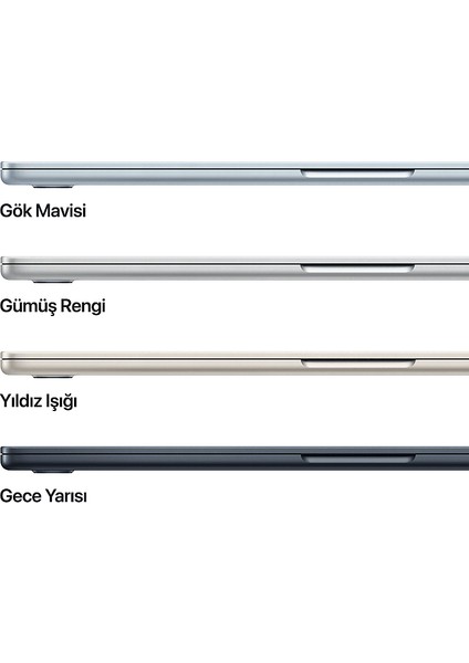 MW1J3TU/A/MACBOOK Air/apple M4 Işlemci/(10 Çekirdek Cpu-10 Çekirdek GPU)/16GB RAM/256GB Ssd/15.3"starlight modelleri