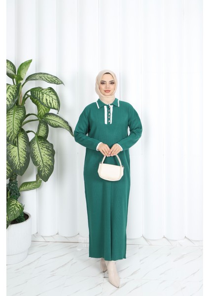 Polo Yaka Triko Elbise