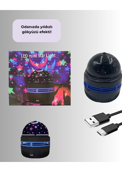 Döner Galaxy Projektör Gece Lambası – Ay ve Yıldız Işıklı Atmosfer Lamba U - M567R638-K59 modelleri