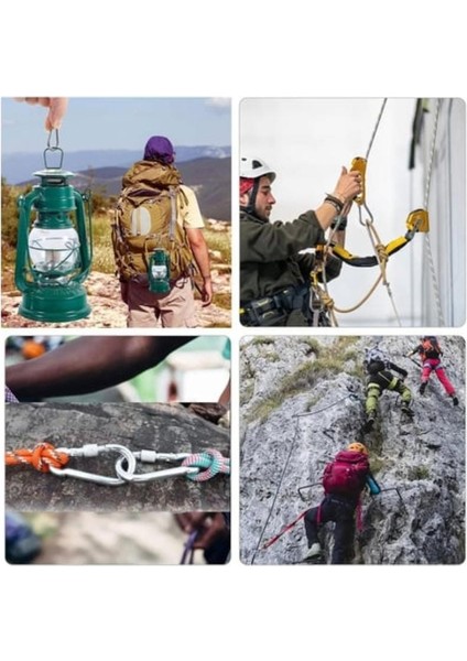 Karabina Kilitli 10MM Yaylı Kanca Çelik Kilit Tırmanma Olta Kamp Ekipmanları Hamak Askı 4 Adet fiyatları