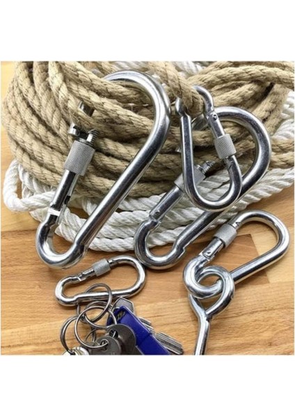 Karabina Kilitli 10MM Yaylı Kanca Çelik Kilit Tırmanma Olta Kamp Ekipmanları Hamak Askı 4 Adet modelleri