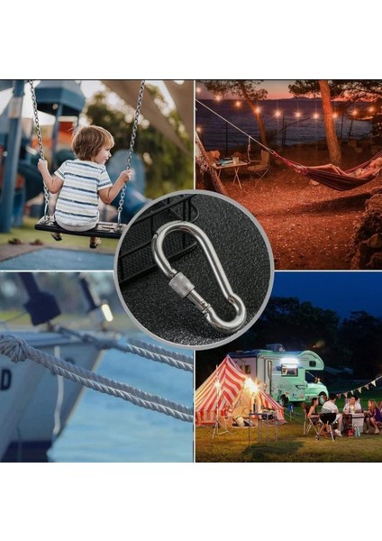 Karabina Kilitli 10MM Yaylı Kanca Çelik Kilit Tırmanma Olta Kamp Ekipmanları Hamak Askı 4 Adet fırsatları